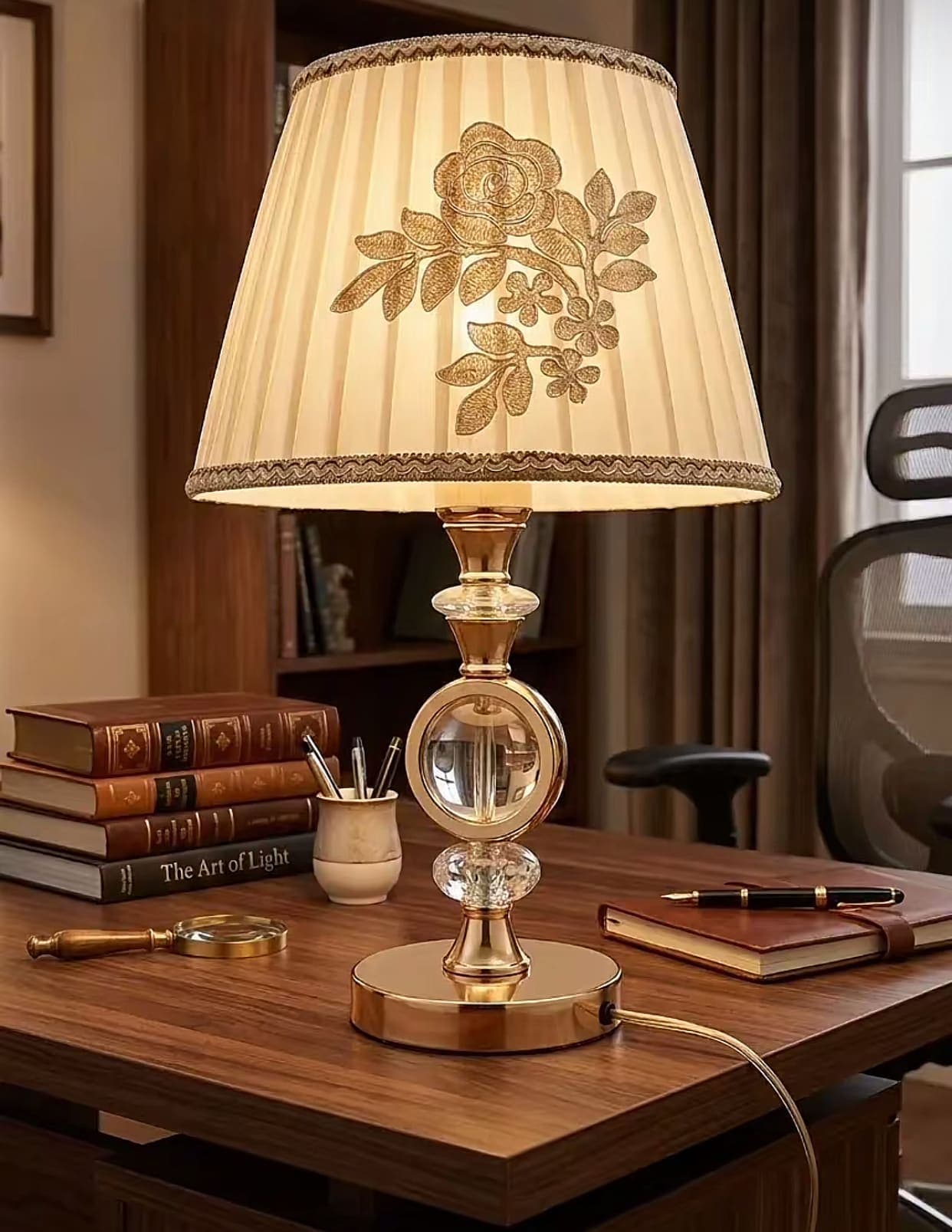 Elegant Rose Crystal Lamp)