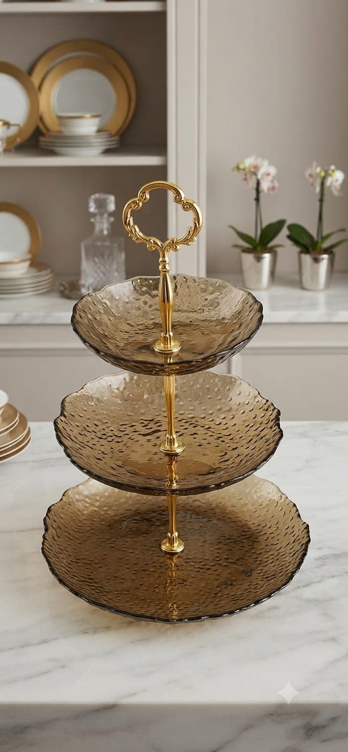 Amber & Gold Elegance 3-Tier Serving Stand