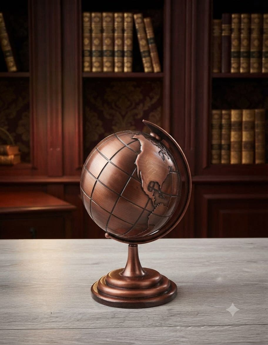Vintage Copper Finish World Globe Decoration Showpiece)