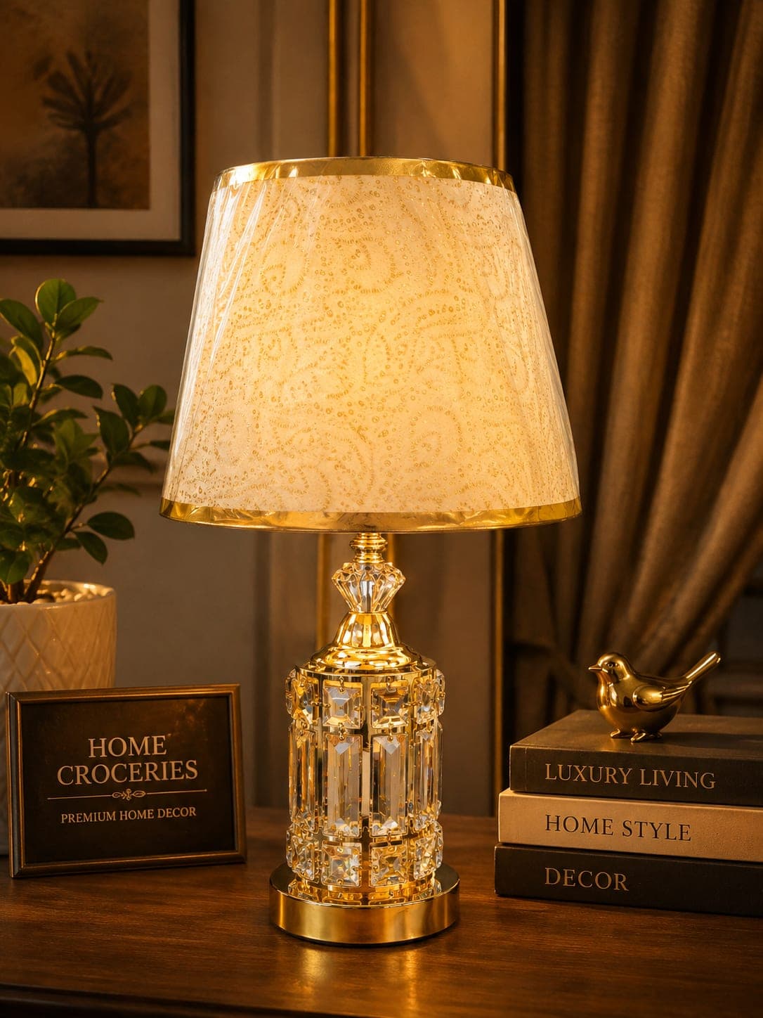 Premium Crystal Golden Table Lamp (2)