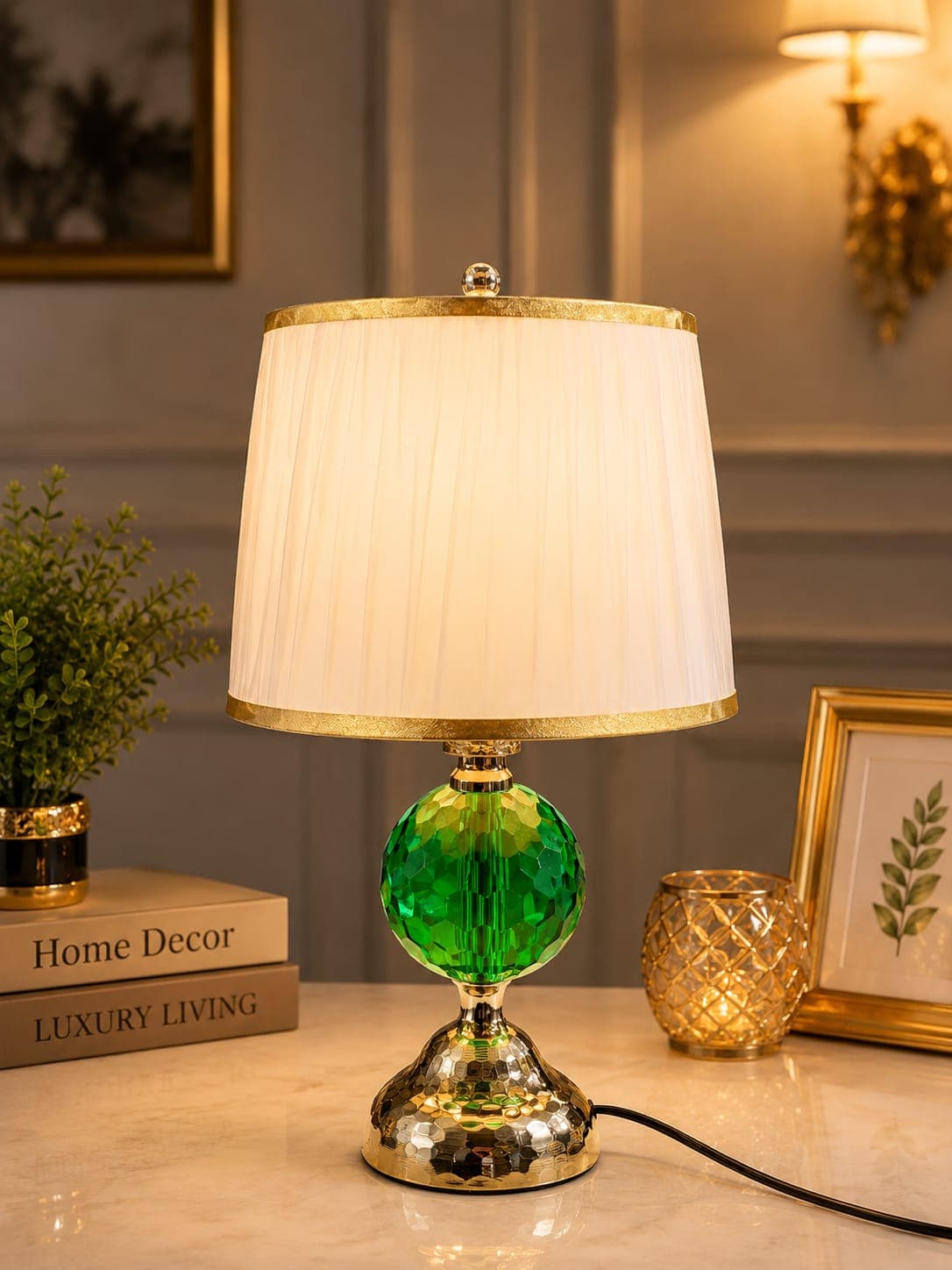 Premium Green Crystal Table Lamp