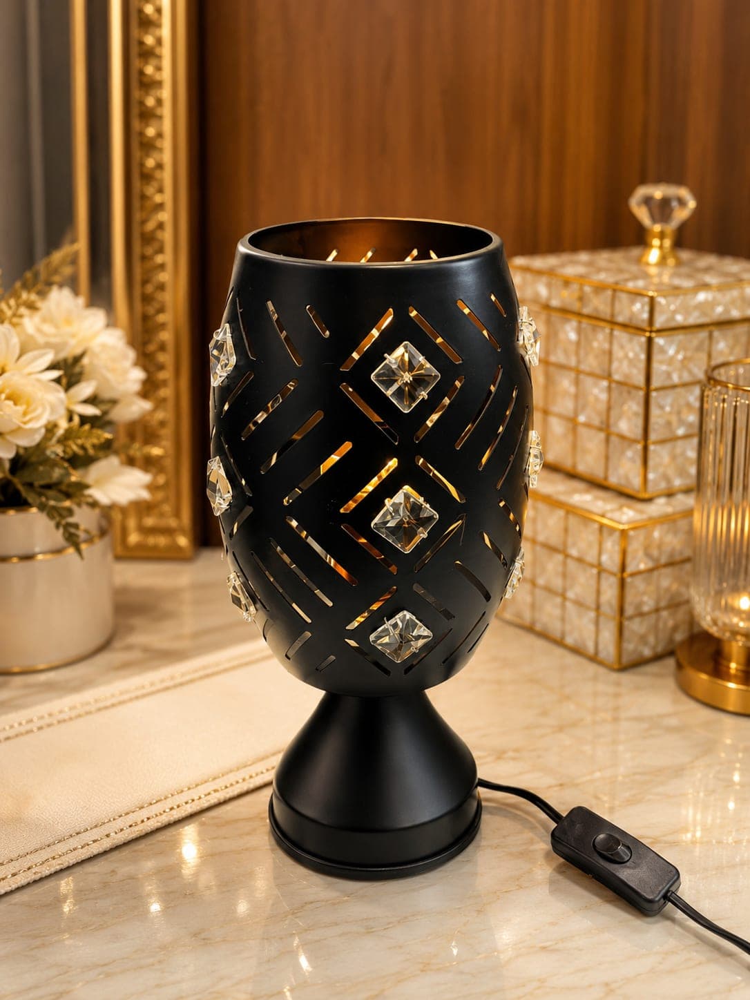 Luxury Black Crystal Table Lamp